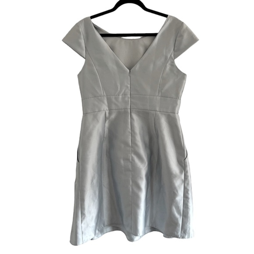 Alfred Sung Blue Mist Cap Sleeve Satin Midi Cocktail Dress size 16 regular - Picture 5 of 8